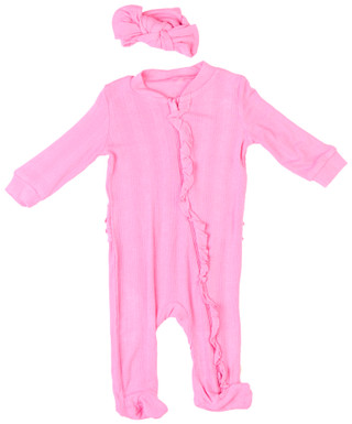 Thumbnail 1: MILKBERRY Milkberry Baby Girls 2 Pc Footed Sleeper & Headband 