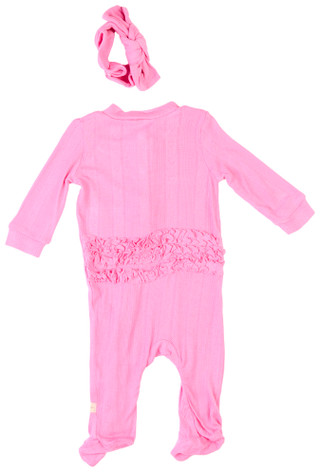 Thumbnail 2: MILKBERRY Milkberry Baby Girls 2 Pc Footed Sleeper & Headband 