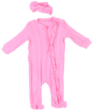 Thumbnail 3: MILKBERRY Milkberry Baby Girls 2 Pc Footed Sleeper & Headband 