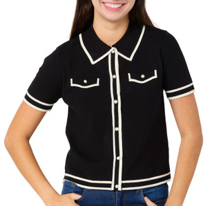 Thumbnail 1: TRUTH Truth Petite Short Sleeve Pearl Button Polo Top 
