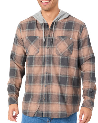 Thumbnail 1: Hurley Hurley Mens Long Sleeve Flannel Button Down Hooded Shirt 