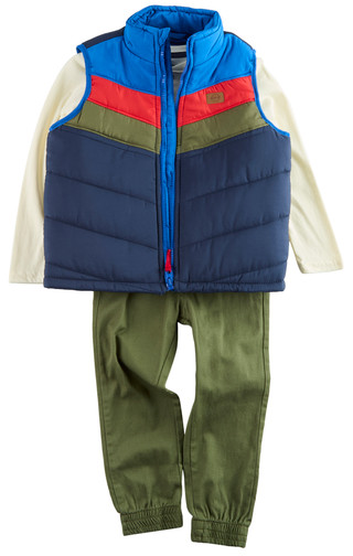 Thumbnail 2: Weatherproof Weatherproof Little Boys 3 Pc Long Sleeve Tee & Vest Set 