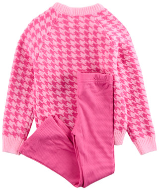Thumbnail 2: Btween Btween Little Girls 2 Pc Long Sleeve Knit Pats Set 