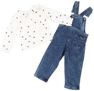 Thumbnail 2: Joe's Jeans Joe's Jeans Baby Girls 2 Pc Denim Overalls Set 