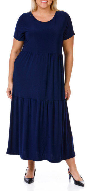 Thumbnail 1: TASH & SOPHIE Tash + Sophie Plus Short Sleeve Midi Swing Dress 