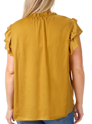 Thumbnail 2: DKNY DKNY Plus Short Sleeve Ruffle Neck Tie Top 
