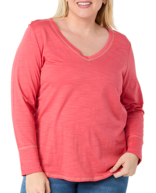Thumbnail 1: Blue Sol Blue Sol Plus Solid Luxey Long Sleeve V-Neck Top 
