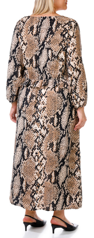 Thumbnail 2: HARLOW & ROSE Harlow & Rose Plus 3/4 Sleeve Midi Snake Print Dress 
