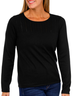 Thumbnail 1: Tint & Shadow Tint & Shadow Womens Long Sleeve Pointelle Sweater 