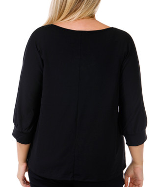 Thumbnail 2: RIO & RIAN Rio & Rian Plus 3/4 Sleeve Chain V-Neck Solid Top 