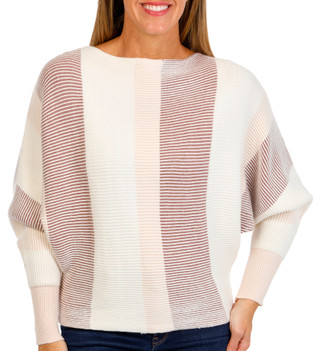 Thumbnail 1: GREIGE Greige Womens Long Sleeve Color Block Dolman Sweater 