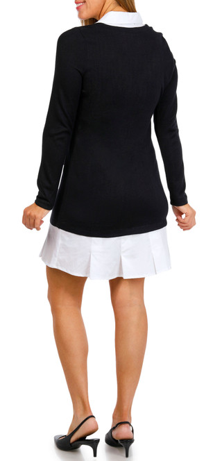 Thumbnail 4: Absolutely Famous Absolutely Famous Womens Long Sleeve Twofer Pleated Dress 