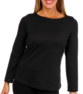 Thumbnail 1: BUNULU Bunulu Womens Long Sleeve Boat Neck Solid Color Top 