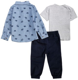 Thumbnail 2: PL KIDS PL Kids Toddler Boys 3 Pc Dino Shirt Pant Knit Tee Set 