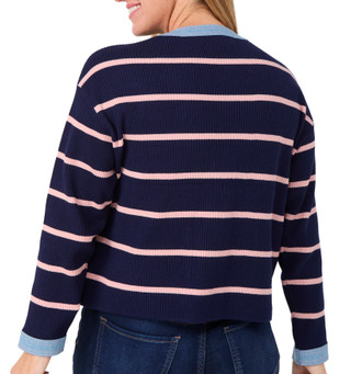 Thumbnail 2: Nanette Lepore Nanette Lepore Womens Long Sleeve Striped Ribbed Sweater 