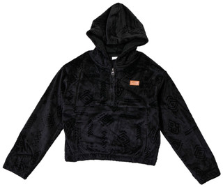 Thumbnail 1: Hurley Hurley Big Girls Minky Embossed Velour Quarter Zip Hoodie 
