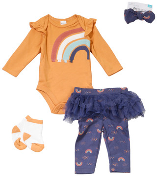 Thumbnail 1: PL Baby PL Baby Baby Girls 4 Pc Rainbow Bodysuit Pants & Tutu Set 