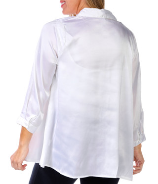 Thumbnail 2: Kaktus Kaktus Petite 3/4 Sleeve Satin Button Down Postcard Top 