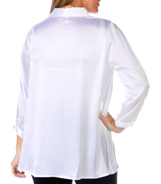 Thumbnail 2: Kaktus Kaktus Womens 3/4 Sleeve Satin Button Down Postcard Top 