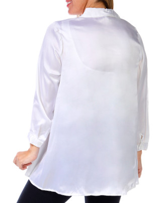 Thumbnail 2: Kaktus Kaktus Petite 3/4 Sleeve Satin Button Down Paris Top 