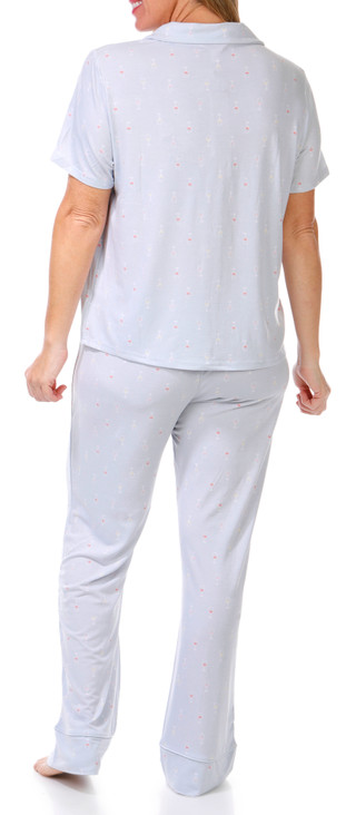 Thumbnail 3: Como Como Womens 2 Pc Wine Glasses Short Sleeve Pajama Set 