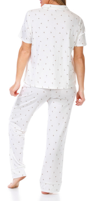 Thumbnail 2: Como Como Womens 2 Pc Espresso Martini Short Sleeve Pajama Set 