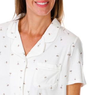 Thumbnail 3: Como Como Womens 2 Pc Espresso Martini Short Sleeve Pajama Set 