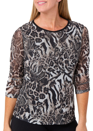 Thumbnail 1: Erin London Erin London Petite 3/4 Sleeve Embellished Mesh Lined Top 