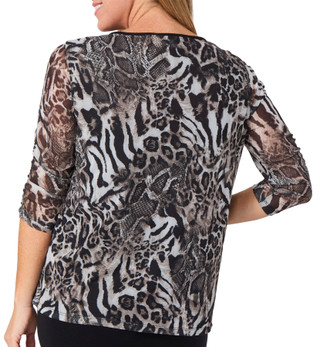 Thumbnail 2: Erin London Erin London Petite 3/4 Sleeve Embellished Mesh Lined Top 