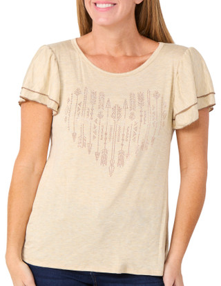 Thumbnail 1: SJS SJS Womens Petite Short Sleeve Arrow Heart Top 
