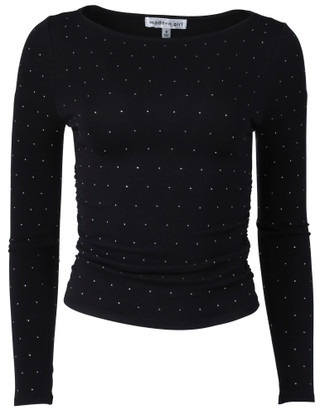 Thumbnail 1: Madden Girl Madden Girl Juniors Long Sleeve Embellished Ruched Top 