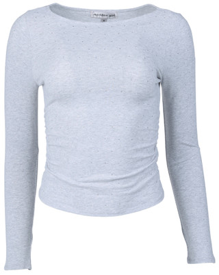 Thumbnail 1: Madden Girl Madden Girl Juniors Long Sleeve Embellished Ruched Top 