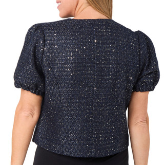 Thumbnail 2: Nanette Lepore Nanette Lepore Womens Short Sleeve Sequin Boucle Jacket 
