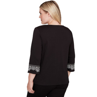 Thumbnail 2: Alfred Dunner Alfred Dunner Womens 3Q Sleeve Scroll Yoke Top 