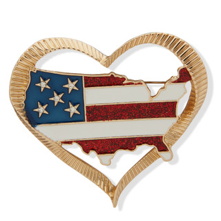 Thumbnail 1: ANNE KLEIN Anne Klein American Gold Heart Flag Pin 