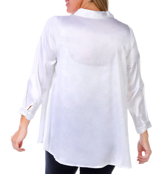 Thumbnail 2: Kaktus Kaktus Petite 3/4 Sleeve Satin Button Down Cityscape Top 