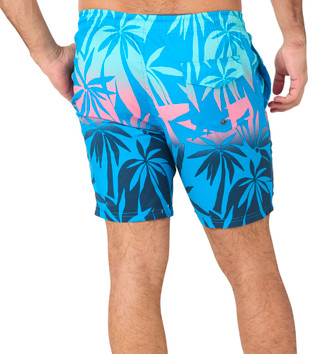 Thumbnail 2: Distortion Distortion Mens Turquoise Ombre Leaf Swim Shorts 