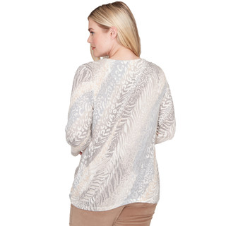Thumbnail 2: Alfred Dunner Alfred Dunner Womens 3Q Sleeve Diagonal Animal Top 
