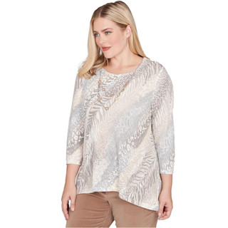 Thumbnail 4: Alfred Dunner Alfred Dunner Womens 3Q Sleeve Diagonal Animal Top 