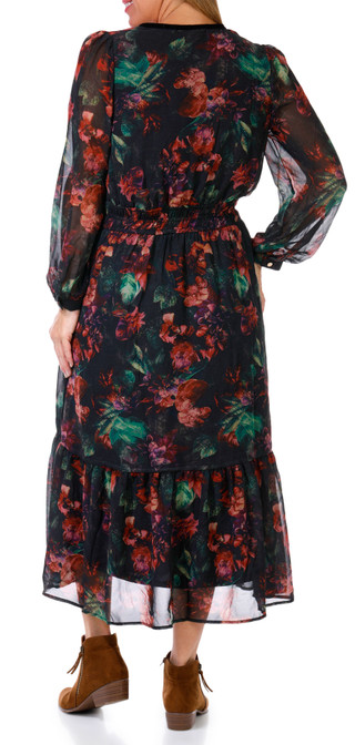 Thumbnail 3: HARLOW & ROSE Harlow & Rose Womens Long Sleeve Dark Floral Maxi Dress 