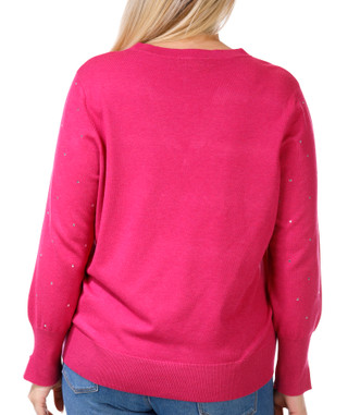 Thumbnail 3: DKNY DKNY Jeans Plus Long Sleeve V-Neck Embellished Sweater 