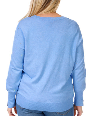 Thumbnail 3: DKNY DKNY Jeans Plus Long Sleeve V-Neck Embellished Sweater 