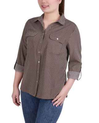 Thumbnail 1: NY COLLECTION NY Collection Petite 3/4 Sleeve Roll Tab Blouse 