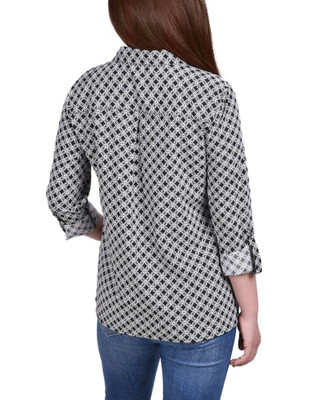 Thumbnail 2: NY COLLECTION NY Collection Petite 3/4 Sleeve Roll Tab Blouse 