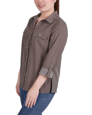Thumbnail 3: NY COLLECTION NY Collection Petite 3/4 Sleeve Roll Tab Blouse 
