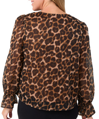 Thumbnail 2: ADYSON PARKER Adyson Parker Womens Long Sleeve Leopard Ruffle Neck Top 