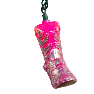 Thumbnail 3: Kurt Adler Kurt Adler UL 10-Light Glittered Pink Boots Light Set 
