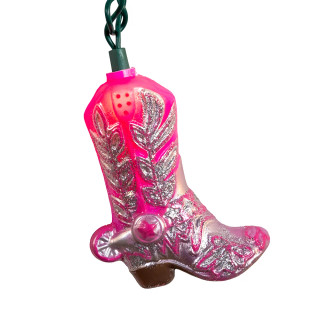 Thumbnail 4: Kurt Adler Kurt Adler UL 10-Light Glittered Pink Boots Light Set 