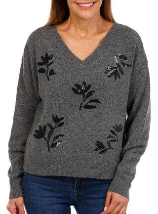 Thumbnail 1: GEMMA & JANE Women's Floral Print Pullover Sweater 