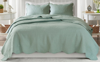 Thumbnail 4: Madison Park Madison Park Tuscany Scalloped Edge Coverlet Set 